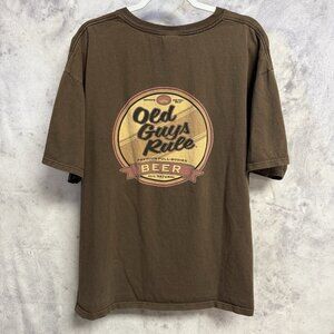 Vintage Old Guys Rule Beer T Shirt Mens 2XL Brown Short Sleeve Y2K
